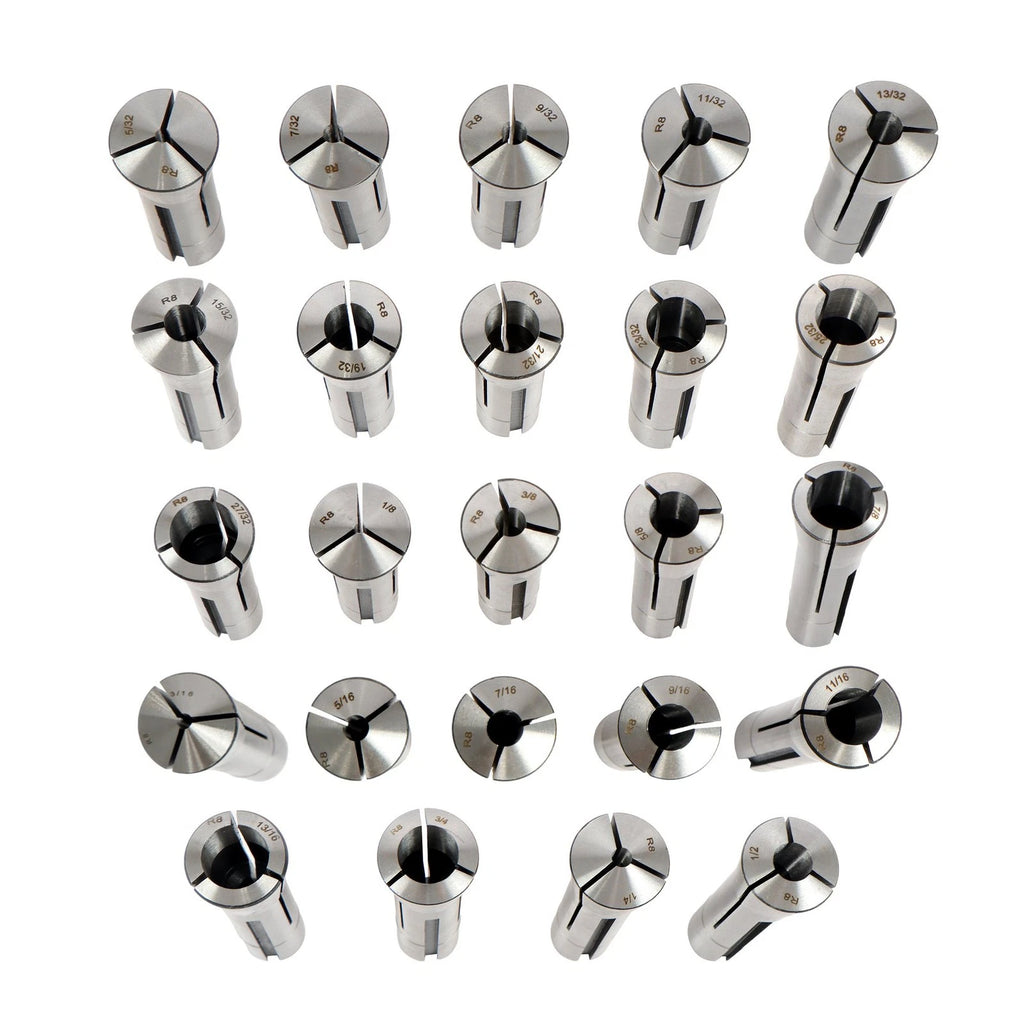 24-Piece R8 Collet Set for Bridgeport (Fits Various Models)