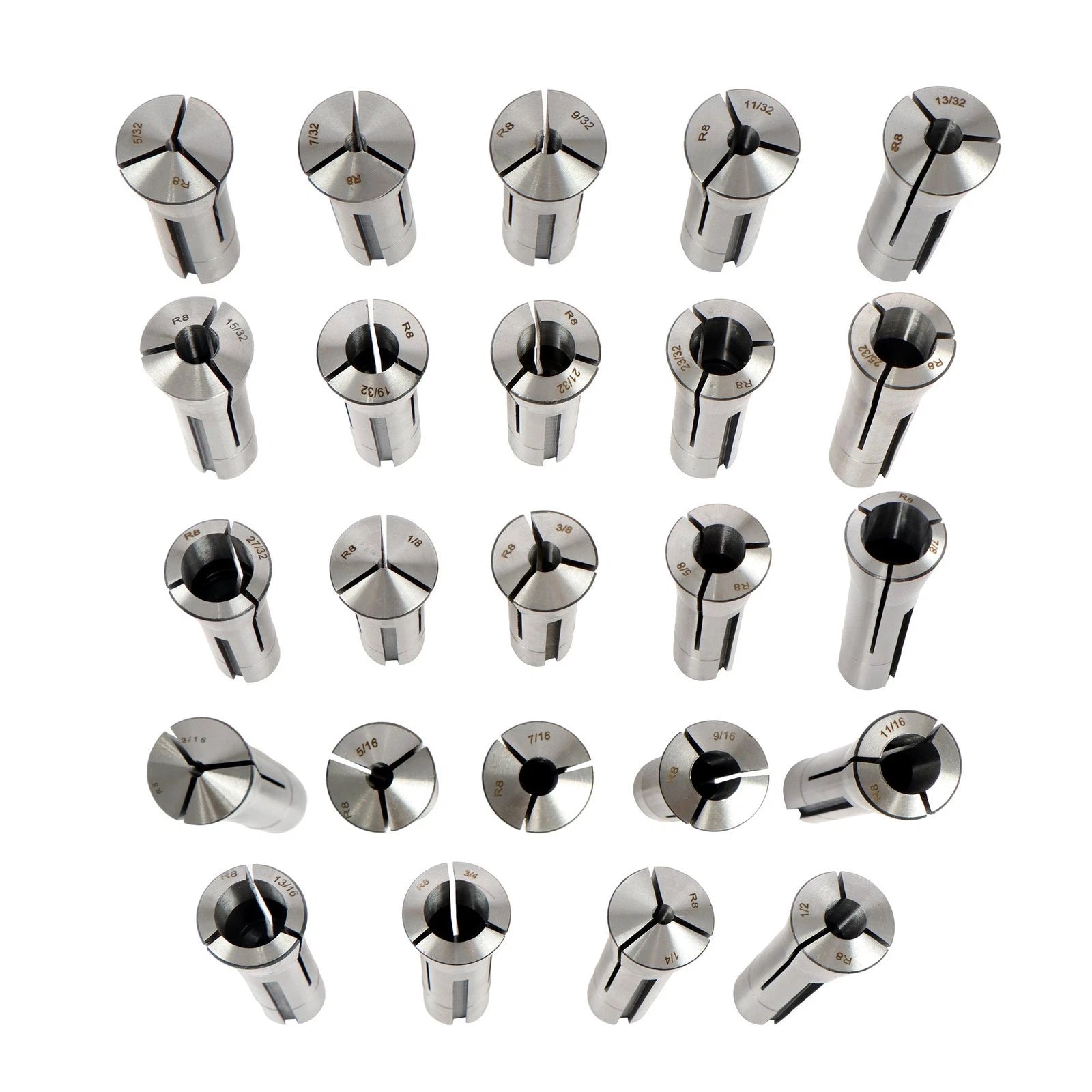24-Piece R8 Collet Set for Bridgeport (Fits Various Models)