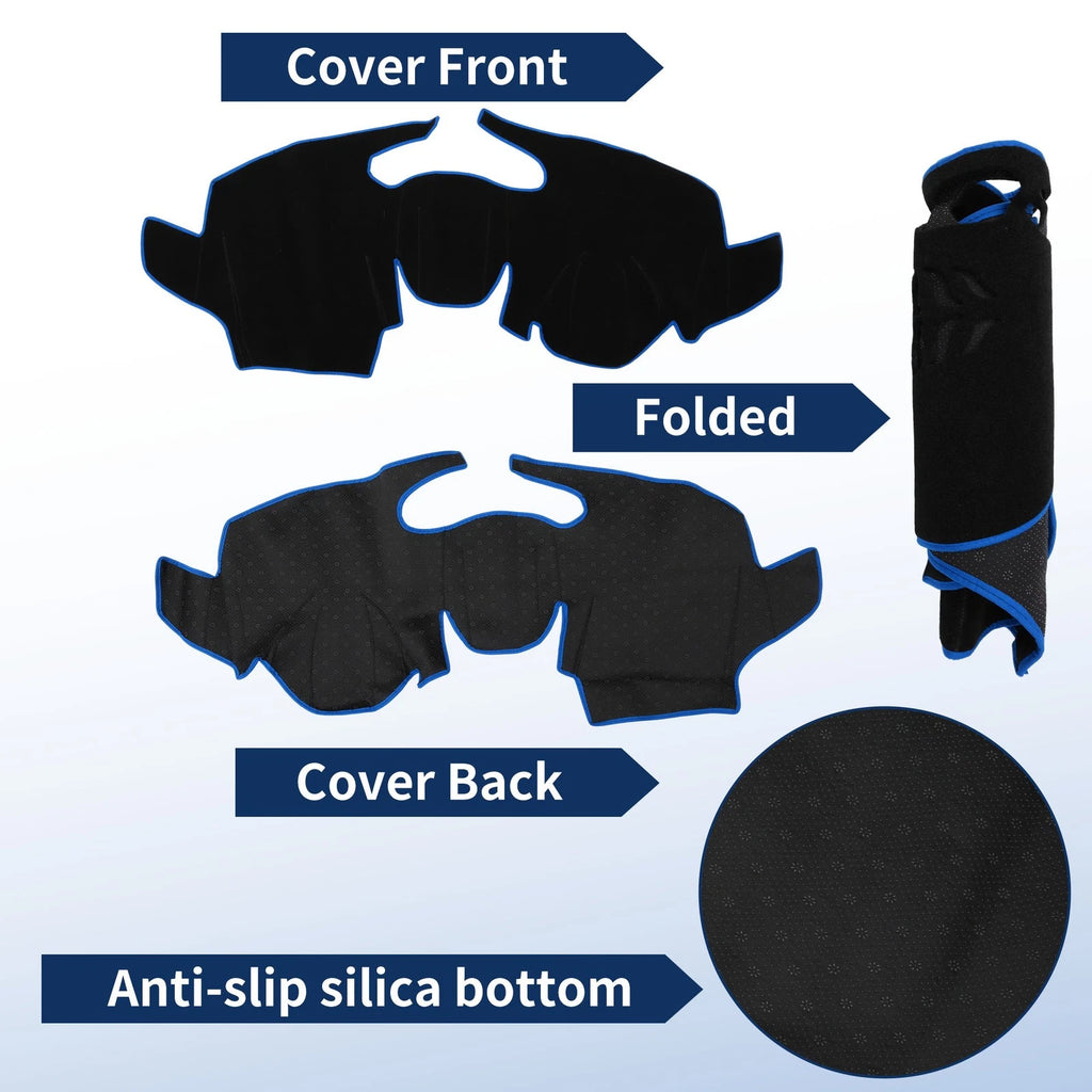 Dash Cover for Ford Ecosport (2013–2017) - Polyester Black with Blue Edge
