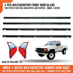 Inner Outer Weatherstrip FR Door Glass for Toyota Hilux 84-89, 4Runner 84-89