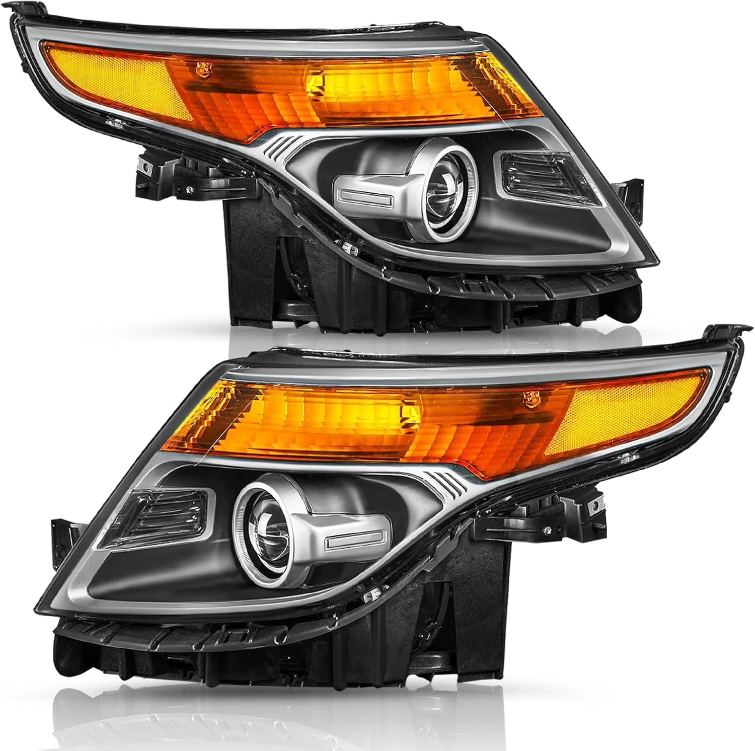 Halogen Chrome Housing Projector Headlights Pair for Ford Explorer (2011–2015)