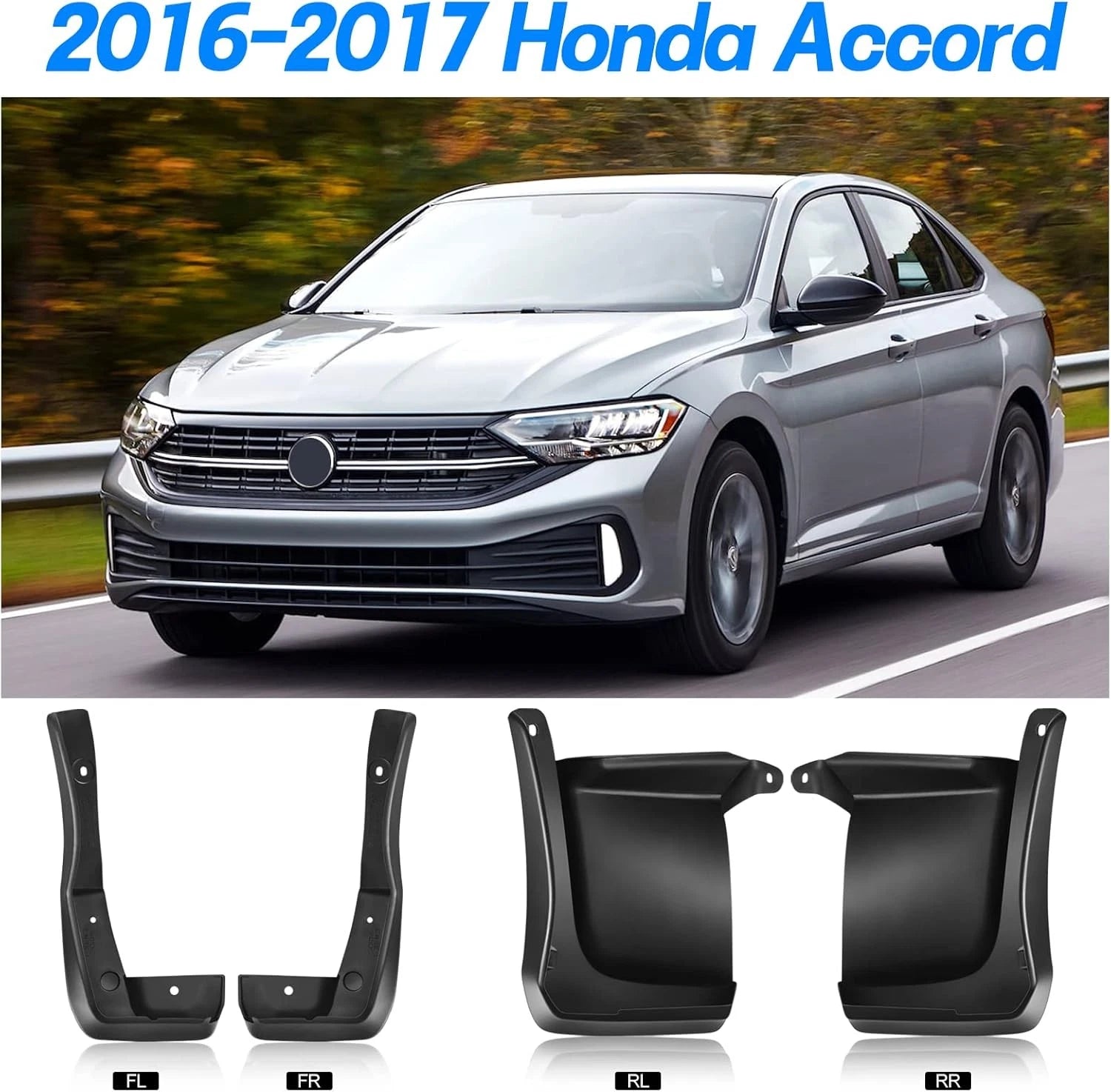 4x Mud Flaps Splash Guards for Honda Accord Sedan 2016-2017 (Front & Rear)