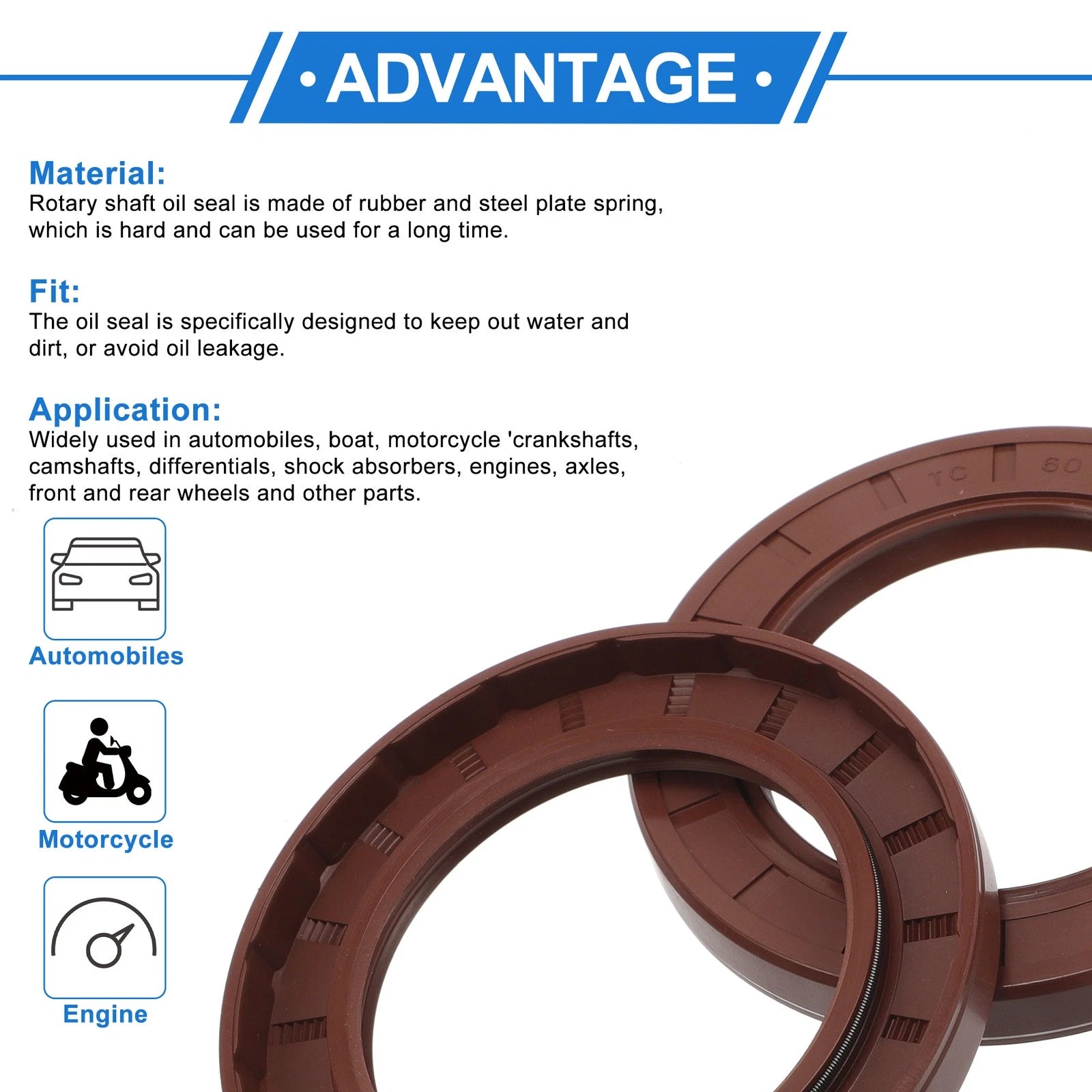 2X Oil Seal Rotary Shaft Seal FKM Rubber 60x90x10mm for Various Models