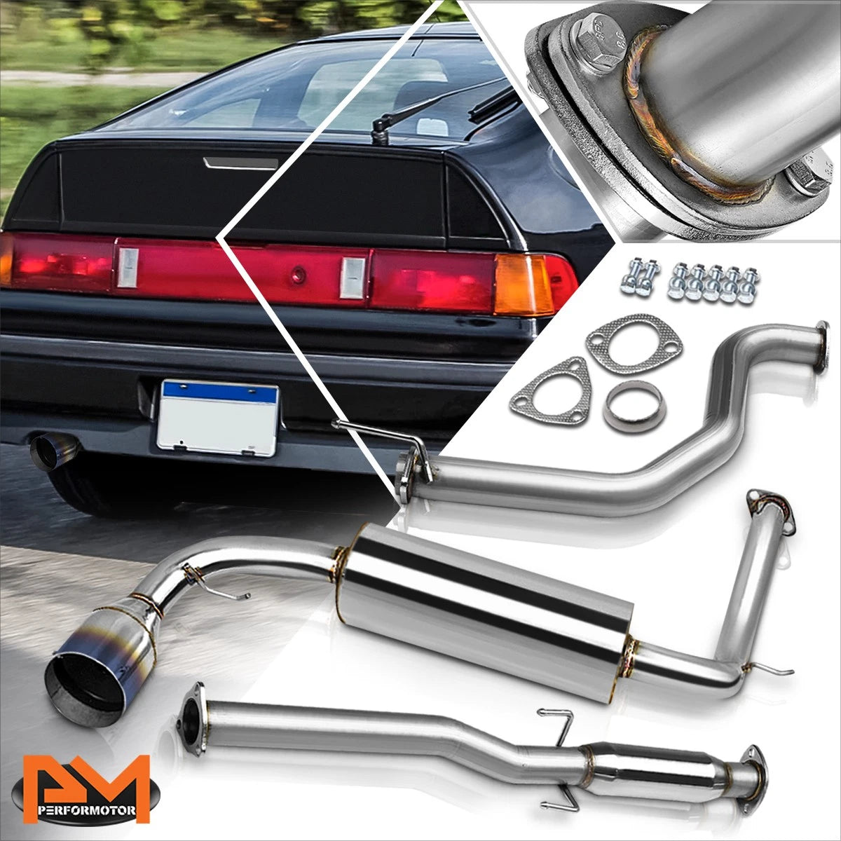 Catback Exhaust Muffler for Honda CRX (1988–1991) D15/16 4.5" Burnt Tip