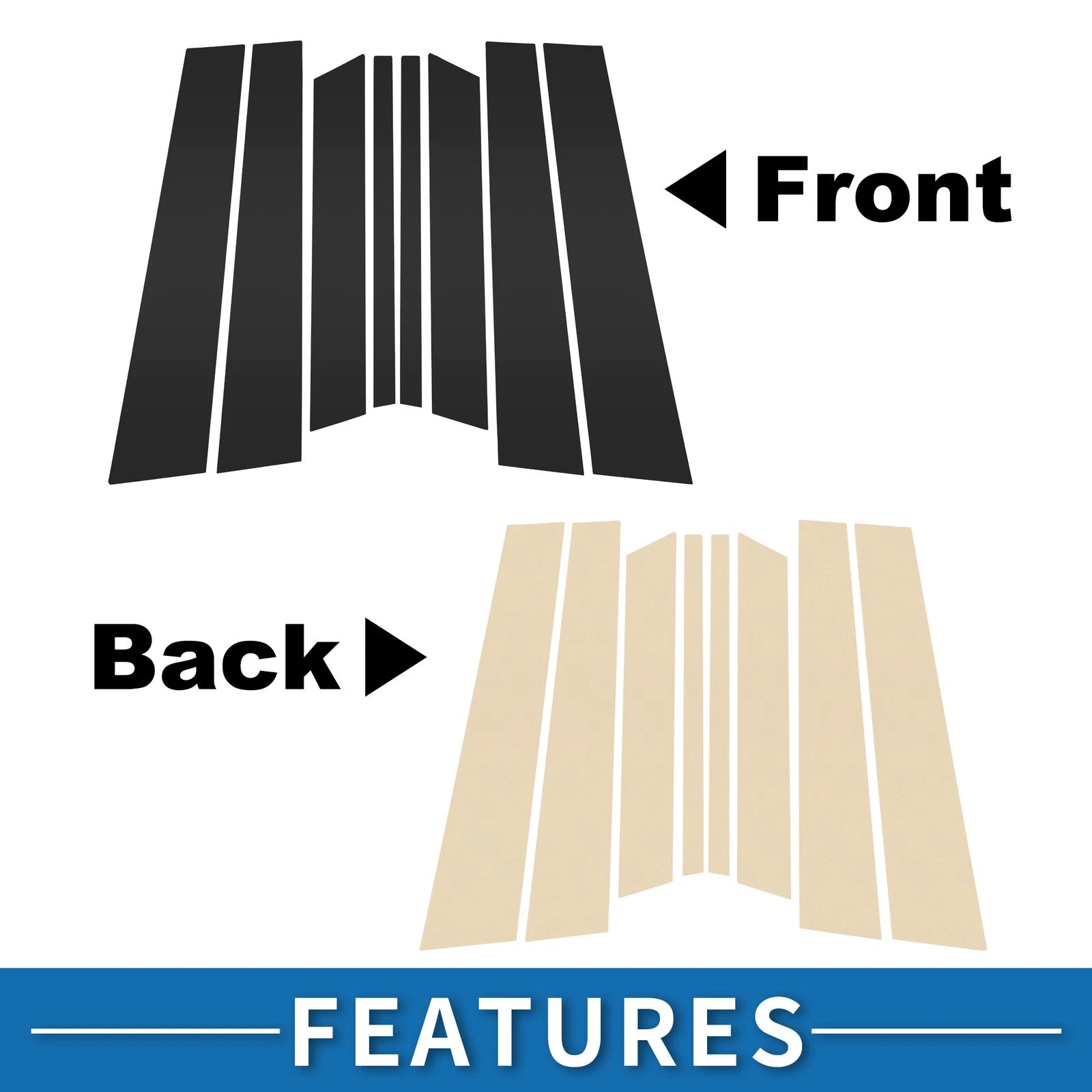 8pcs Door Pillar Window Trim for Ford Territory (2023–2024) Black