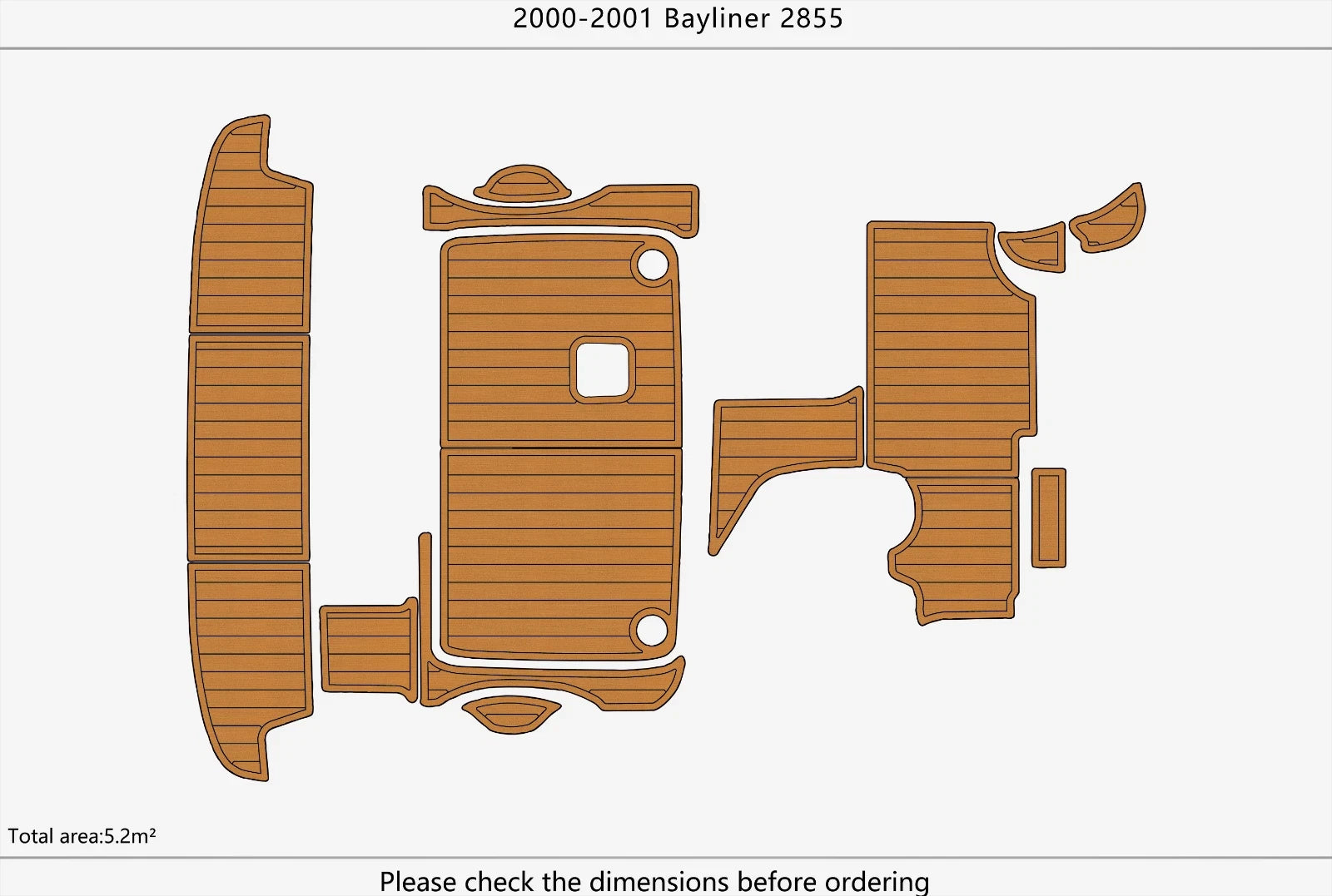 EVA Foam Faux Teak Deck Flooring for Bayliner 2855 (2000)