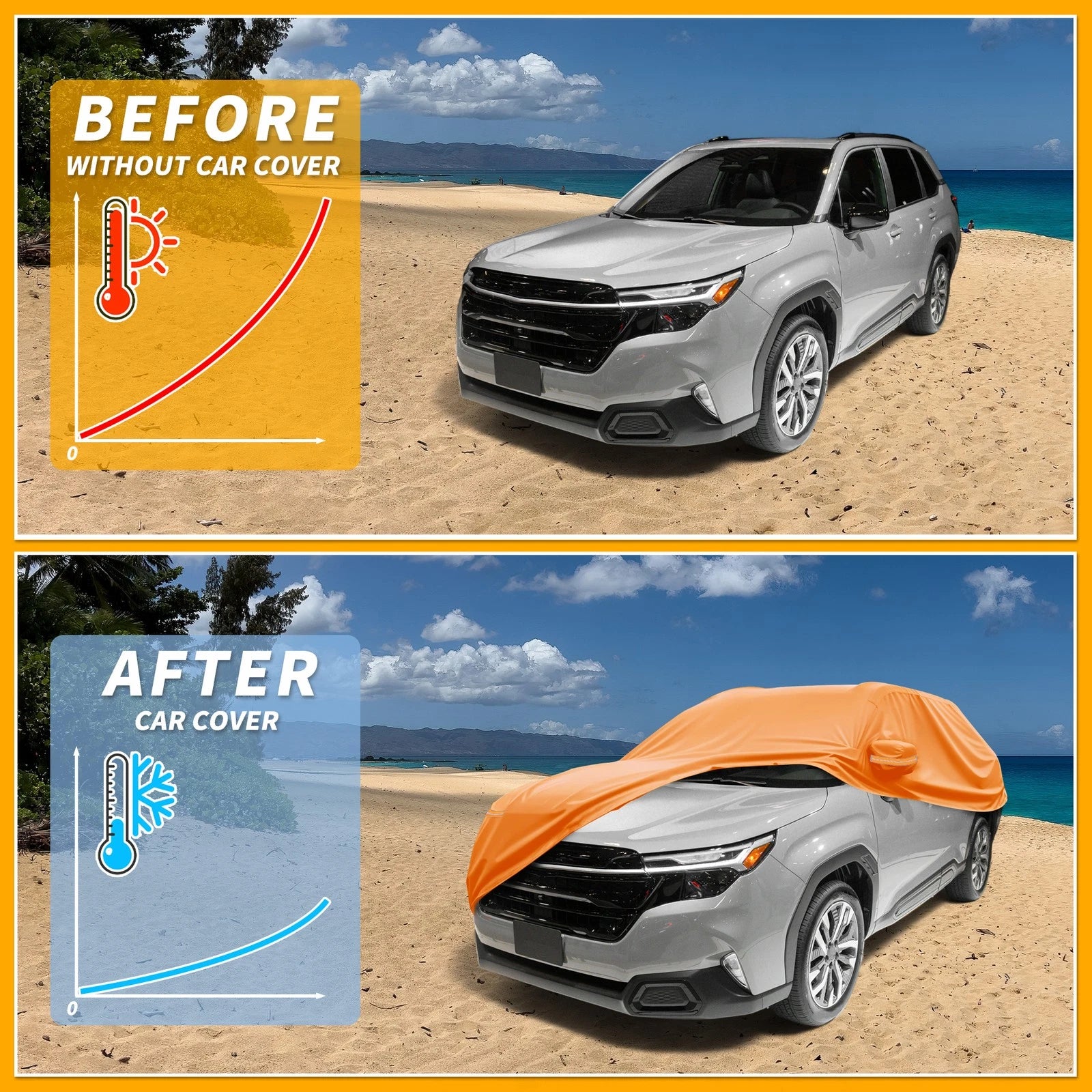 Waterproof Car Cover for Subaru Forester (2014–2023) - Orange, Zippered