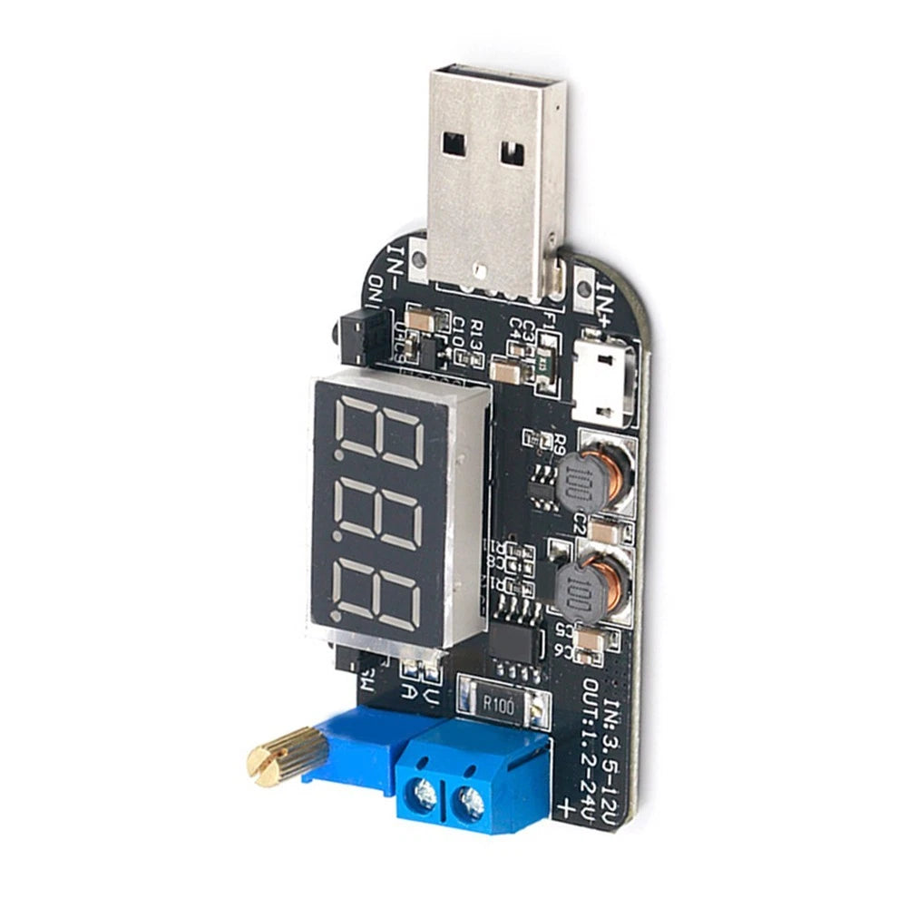 USB 2A Adjustable Power Supply Module with Digital Readout for Universal Use