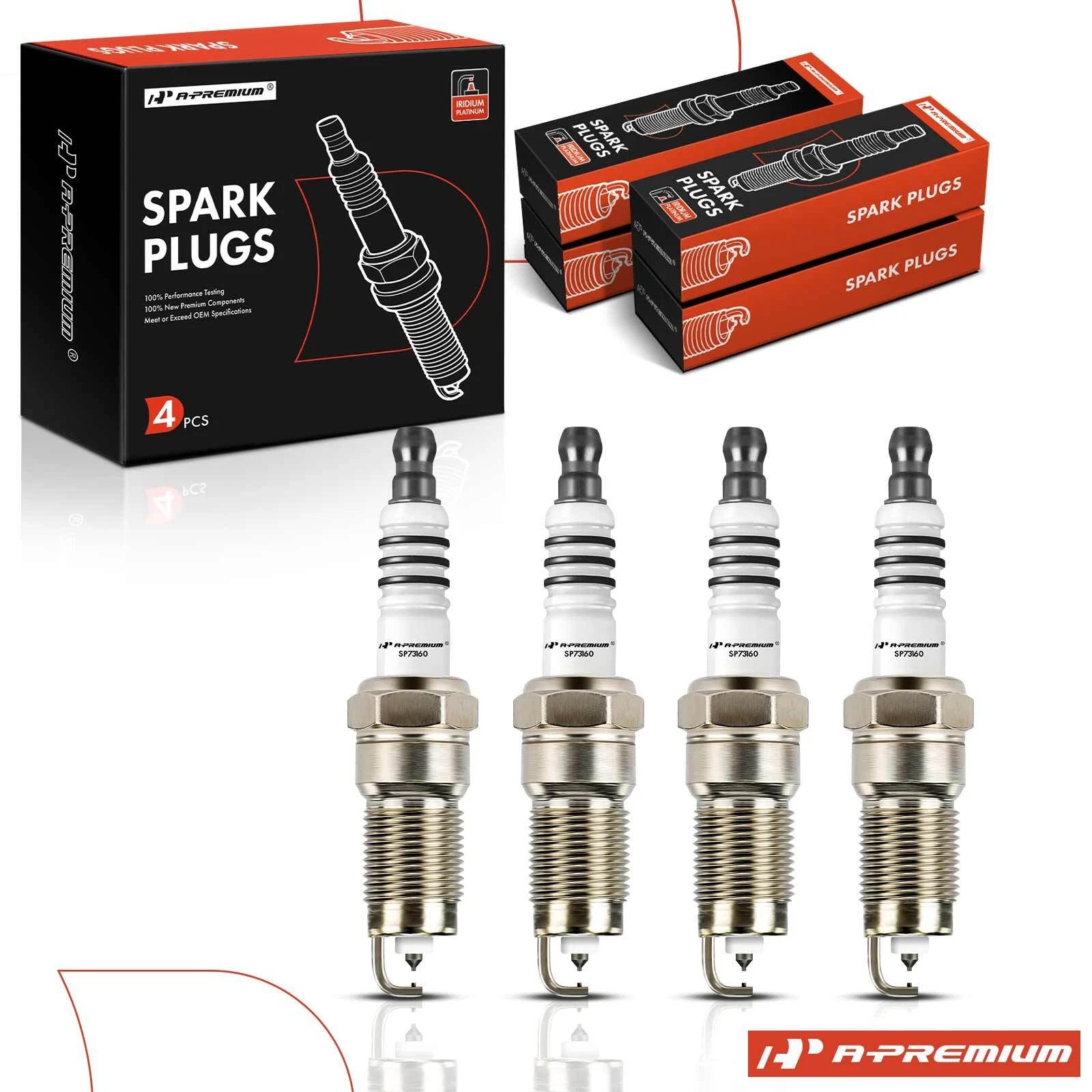 Set of 4 Iridium Platinum Spark Plugs for Ford Focus (2000–2004)