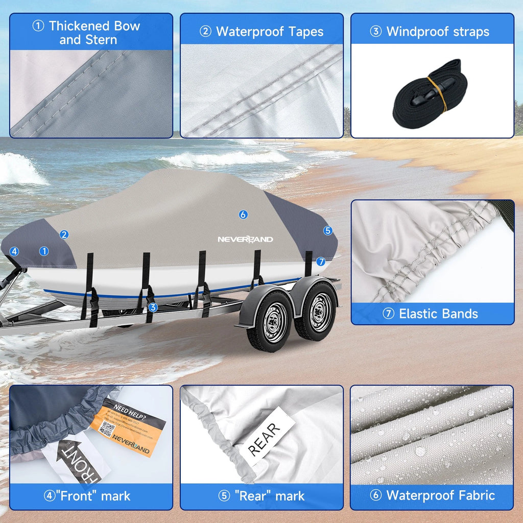 Waterproof Boat Cover for V-Hull Runabouts (20'–22')