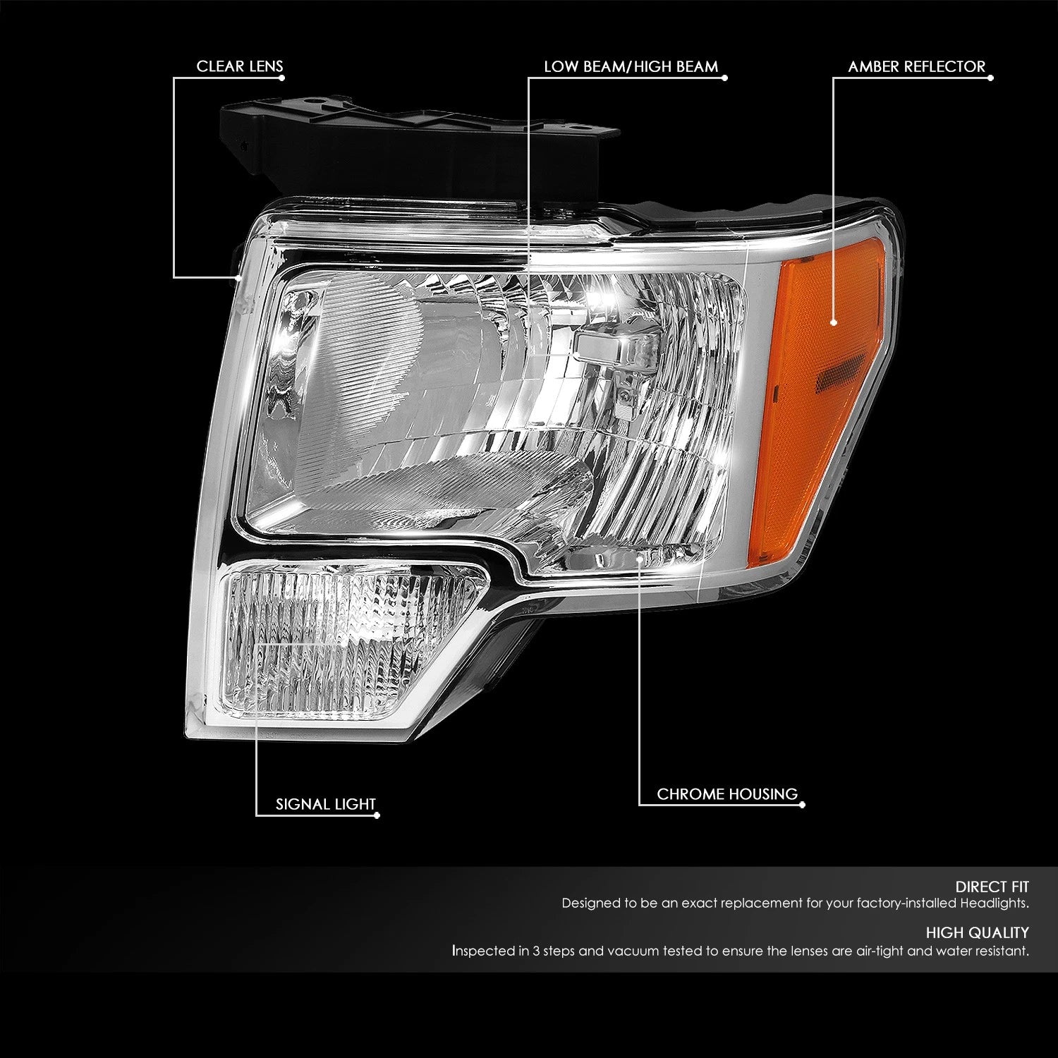 Chrome Housing Head & Bumper Corner Smoked LED Fog Light Kit for Ford F150 (2009–2014)