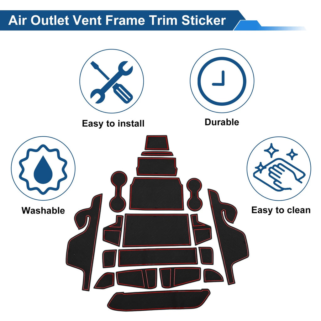 19 Pcs Non-Slip Mat for Ford Ranger (2023–2025) PVC Red