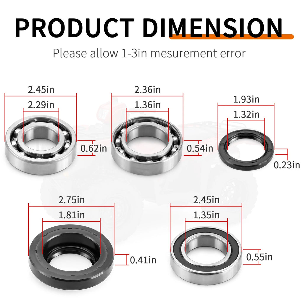 Rear Differential Bearing & Seal for Honda Foreman 500 TRX500FPM (2008–2013)
