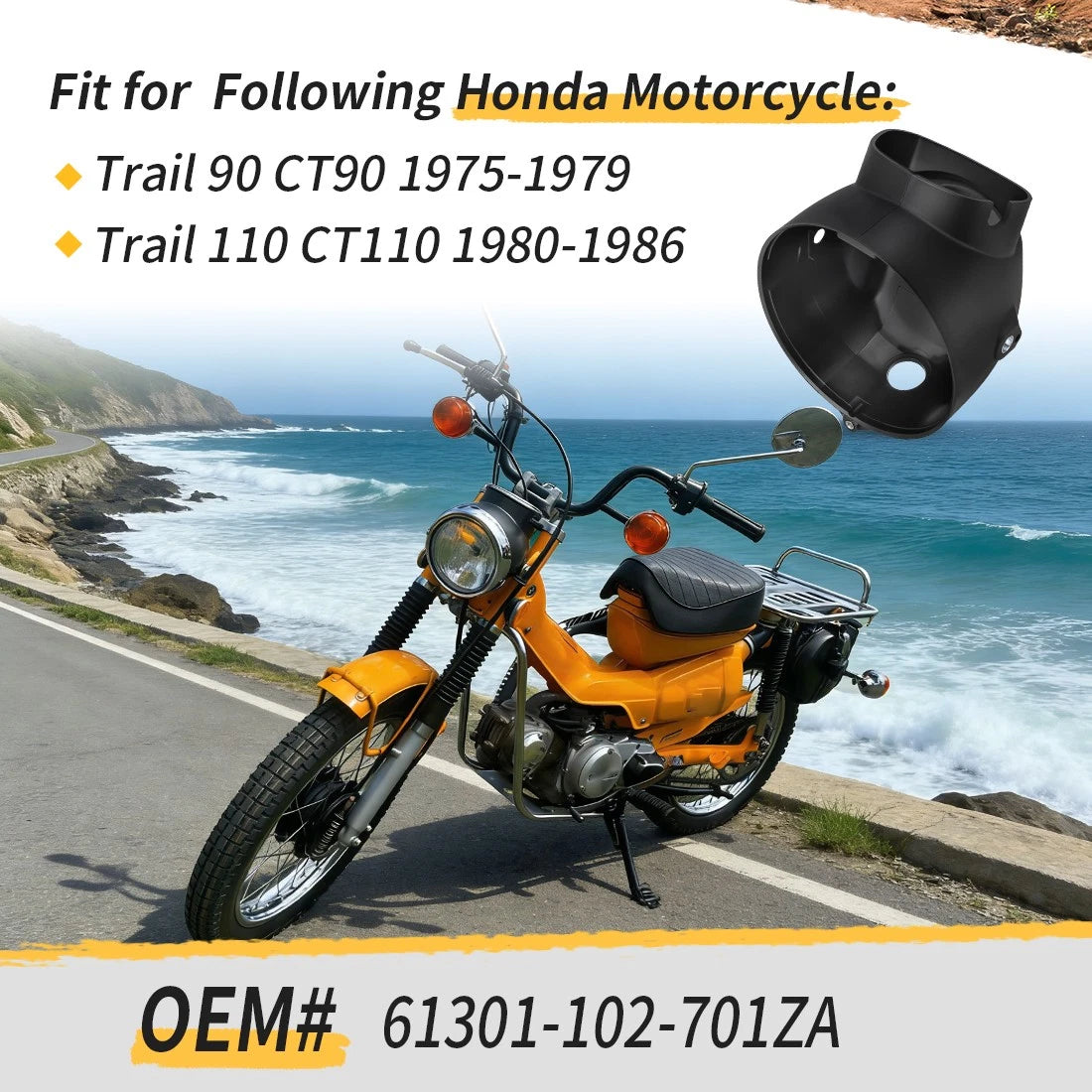 Headlight Case Shell Bucket for Honda CT90 (1975–1979) CT110 (1980–1986)