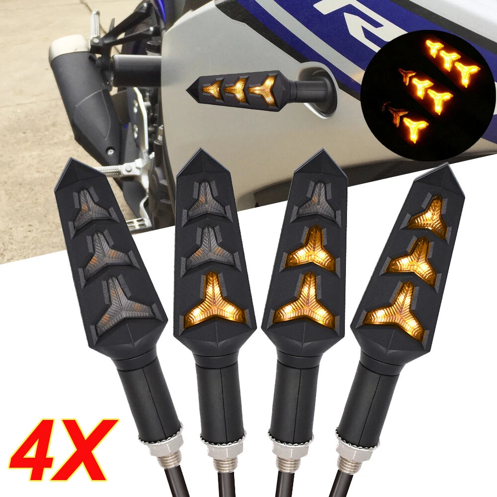 4X Sequential LED Turn Signal Blinker Light for Motorcycle (Universal)