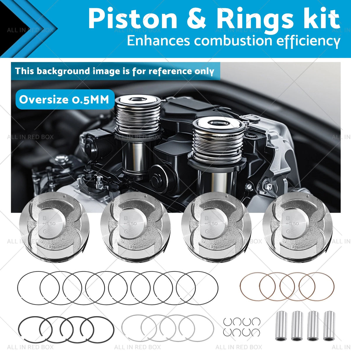 Piston & Ring Set 0.5MM for Hyundai Kia Accent Rio 1.6L (2012–2016)