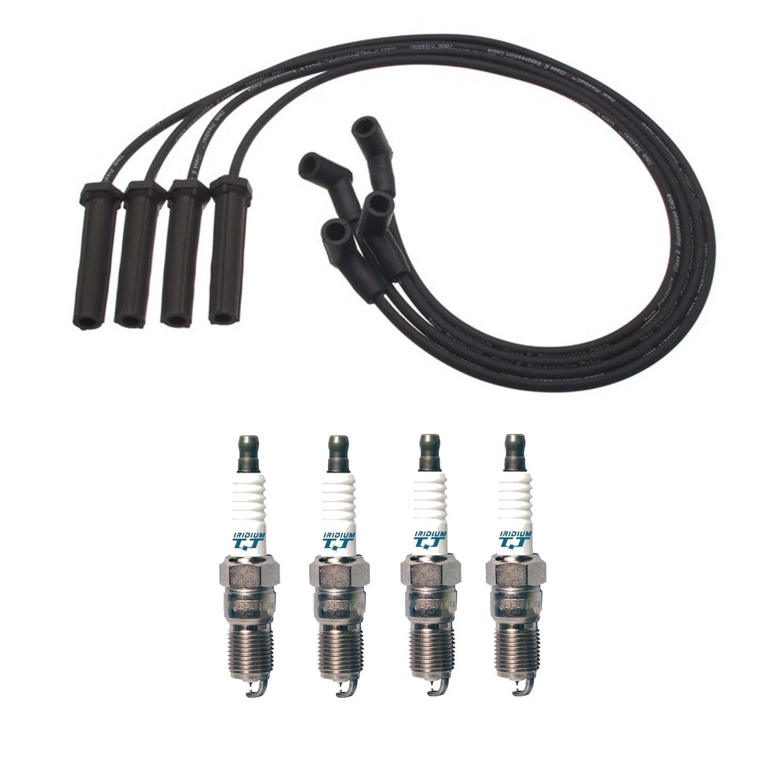 Denso 7mm Wire Set & 4 Iridium TT Spark Plugs for Chevy GMC Isuzu L4