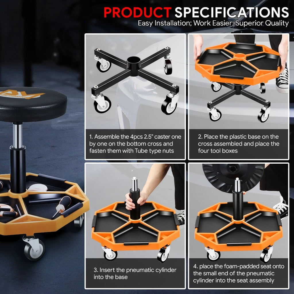 Adjustable Mechanics Roller Seat for Universal Use (15.74"-21.25")