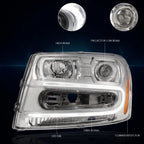 LED DRL Projector Headlight Pair for Chevy Trailblazer (2002–2009)