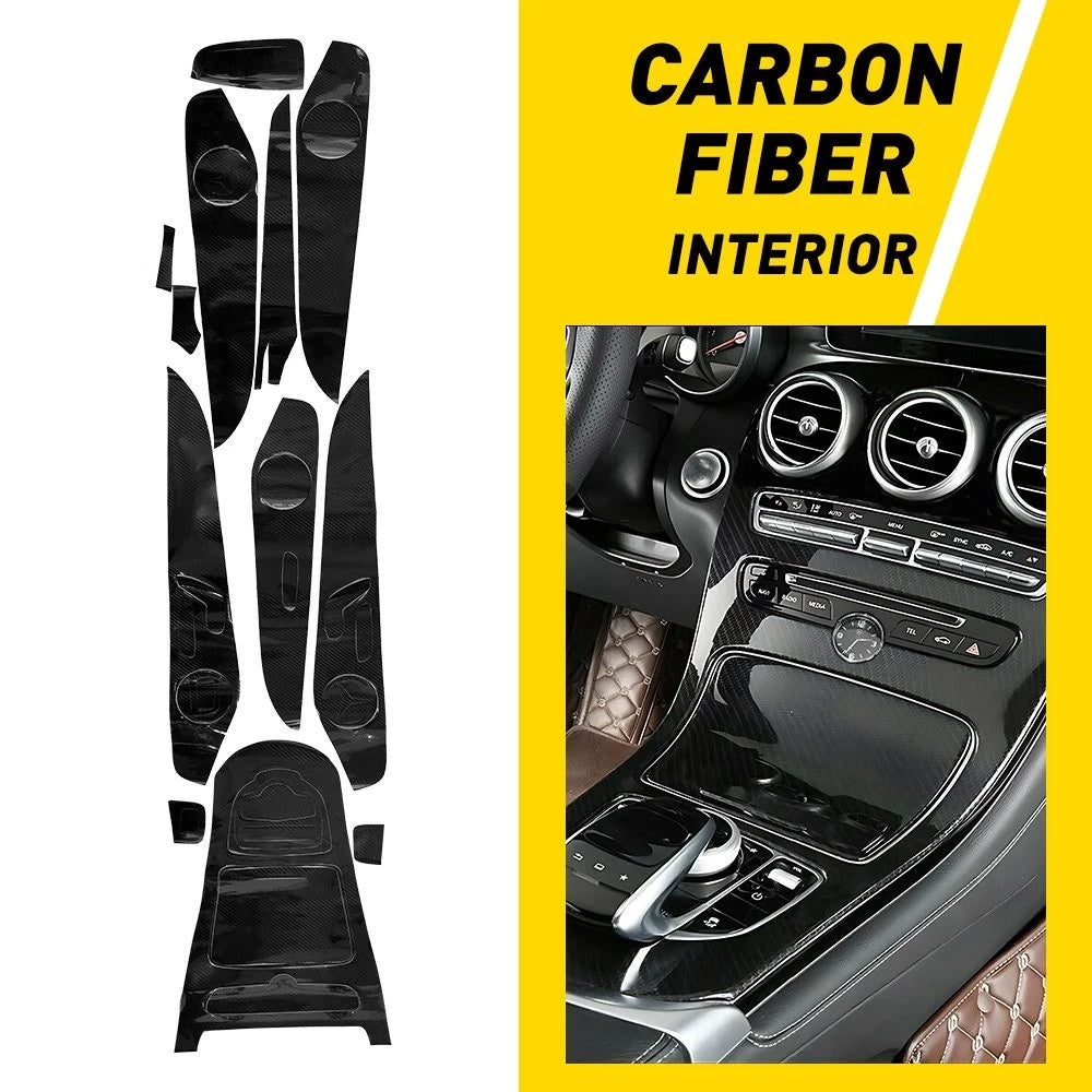 5D Carbon Fiber Pattern Interior Trim Decals for Mercedes Benz C-Class (2015–2018)