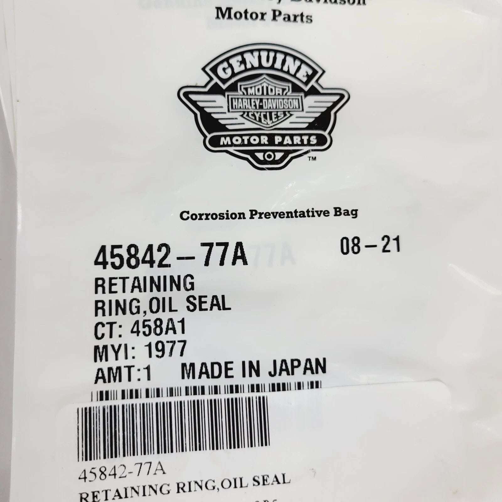 Oil Seal Retaining Ring for Harley-Davidson (1977–1977) 45842-77A