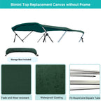 Bimini Top Boat Cover for 3 Bow (72"L 67"-72"W) 600D Green Canvas