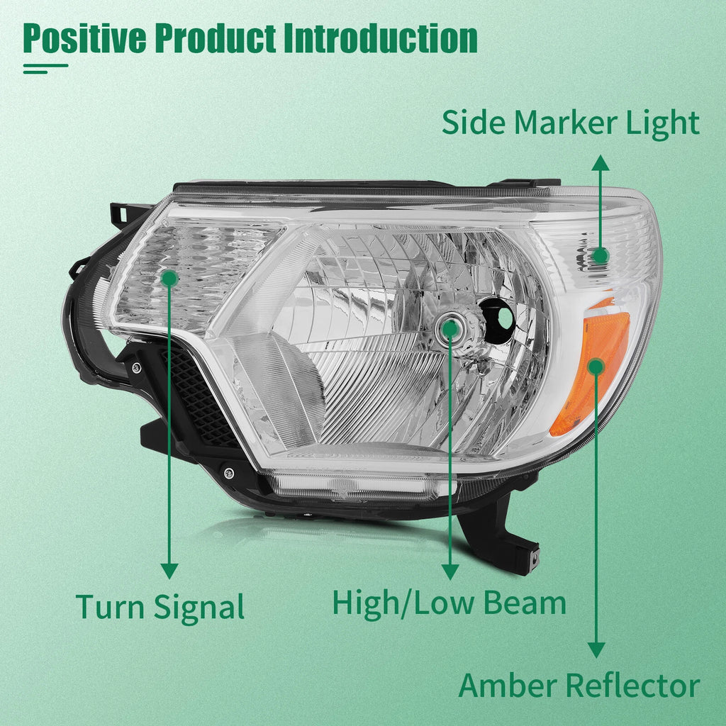 Set of 2 Headlights Assembly for Toyota Tacoma (2012–2015)
