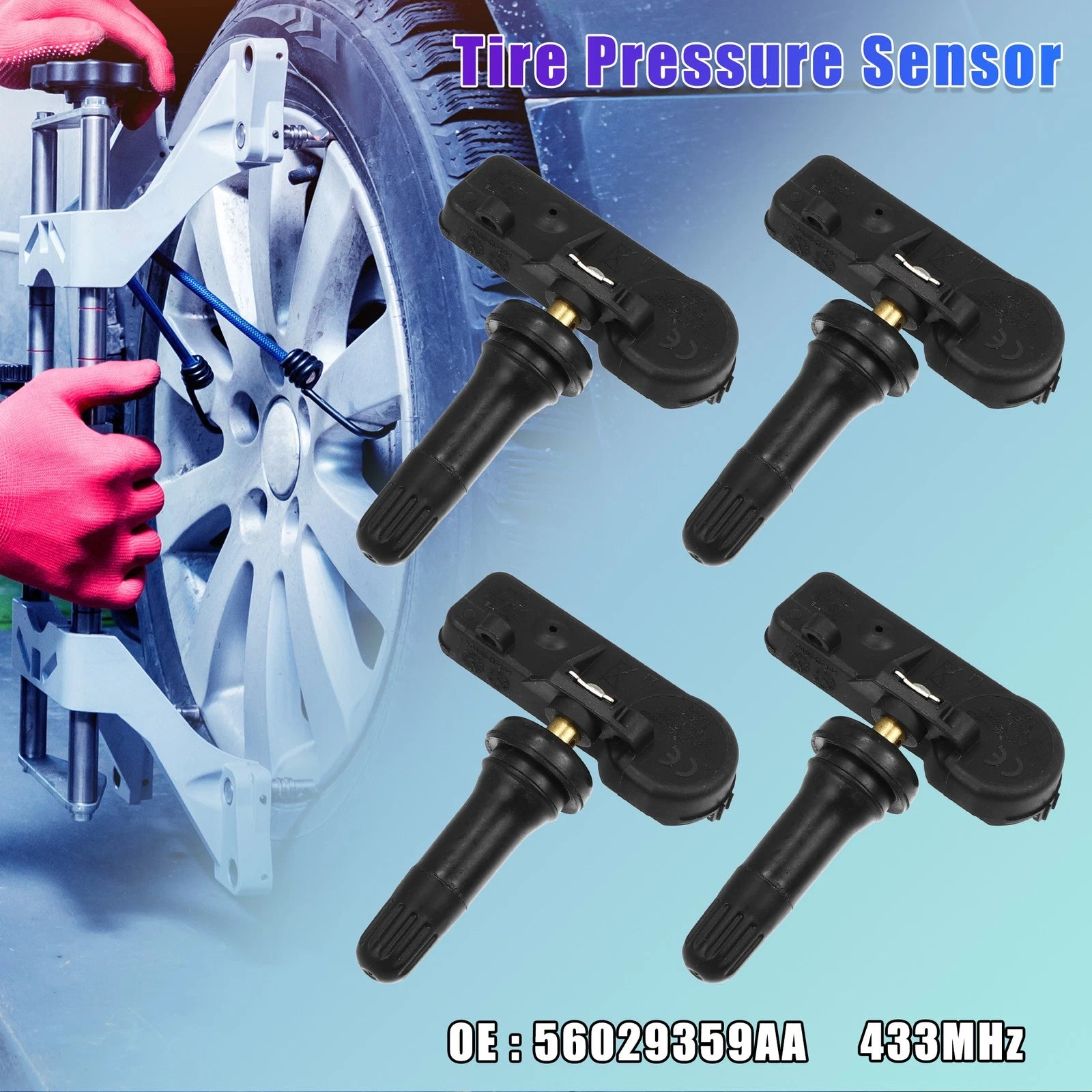 Set of 4 Tire Pressure Sensors 56029481AB 433MHz for Jeep Commander (2006–2010)