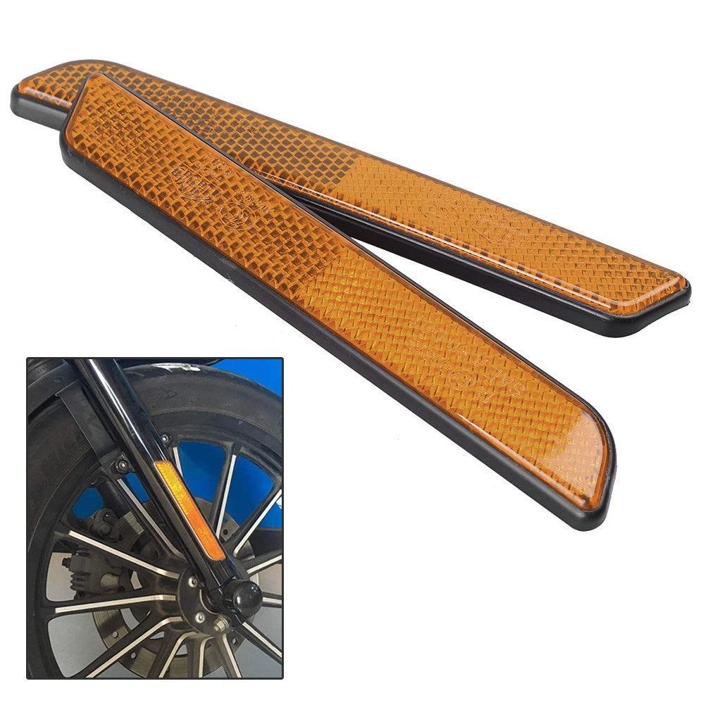 2X Front Fork Leg Reflectors for Harley Softail Dyna Fatboy Sportster (L&R)