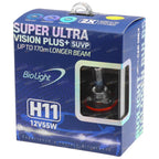 H11 Ultra 2 x Light Globes 12V 55W Bright White Halogen for Vehicles