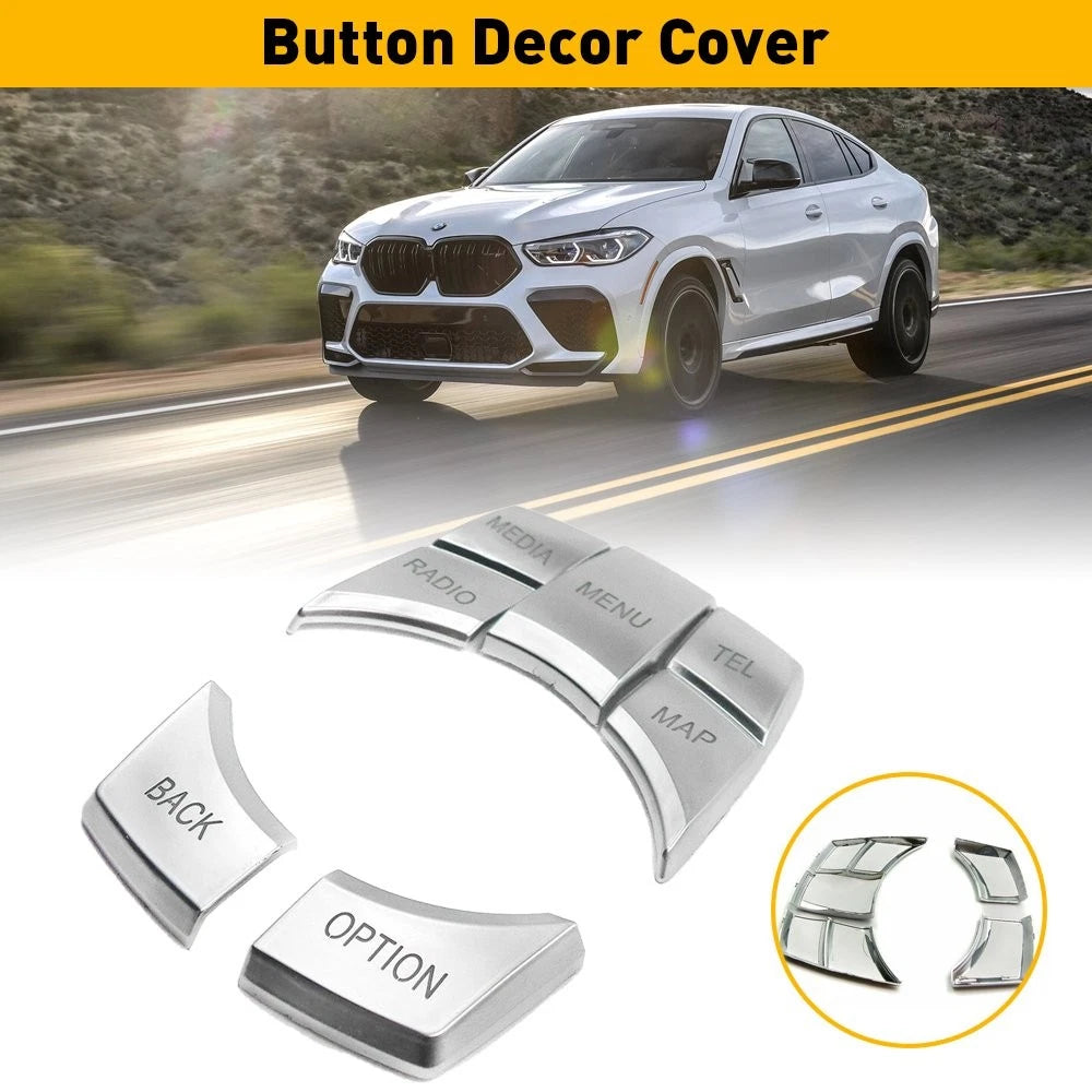 Chrome Multi iDrive Media Button Trim Cover for BMW 3 4 5 6 X5 X6 (2011–2020)