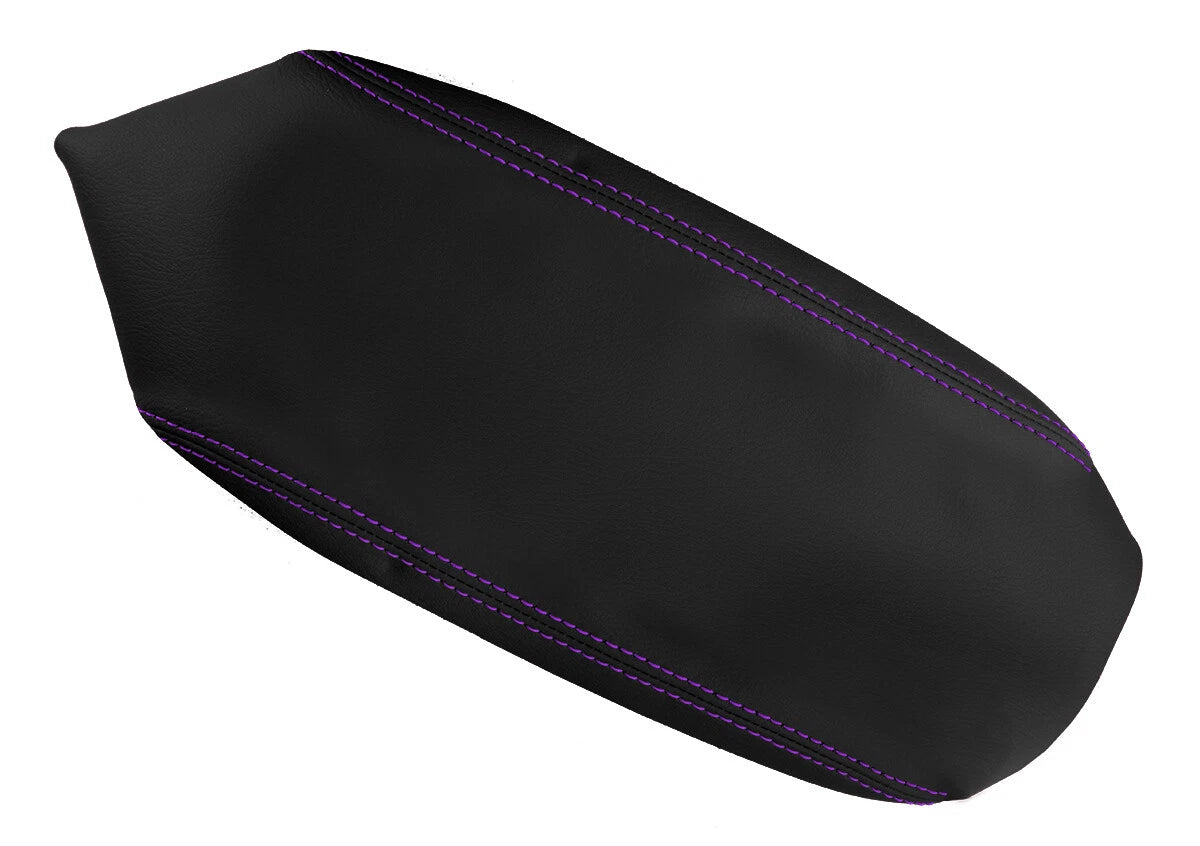 Leather Console Lid Armrest Cover for Dodge Neon (2000–2005) Purple Stitch