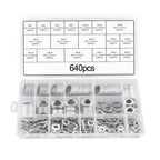 640pcs Aluminium Metric Sealing Rings Oil Drain Seal Set