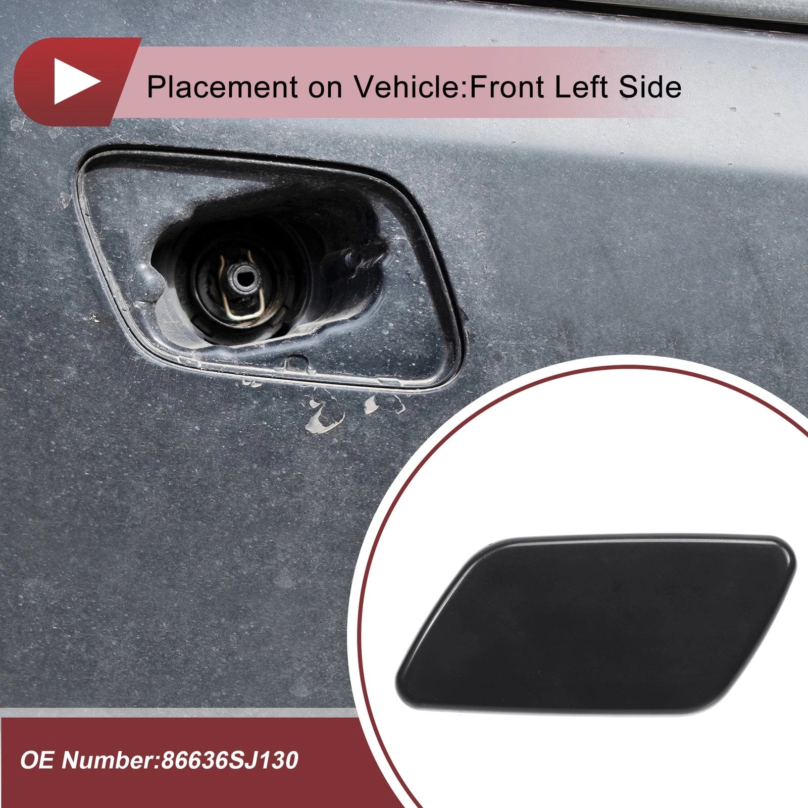 Front Left Washer Nozzle Cover Cap for Subaru Forester (2018–2021) Unpainted