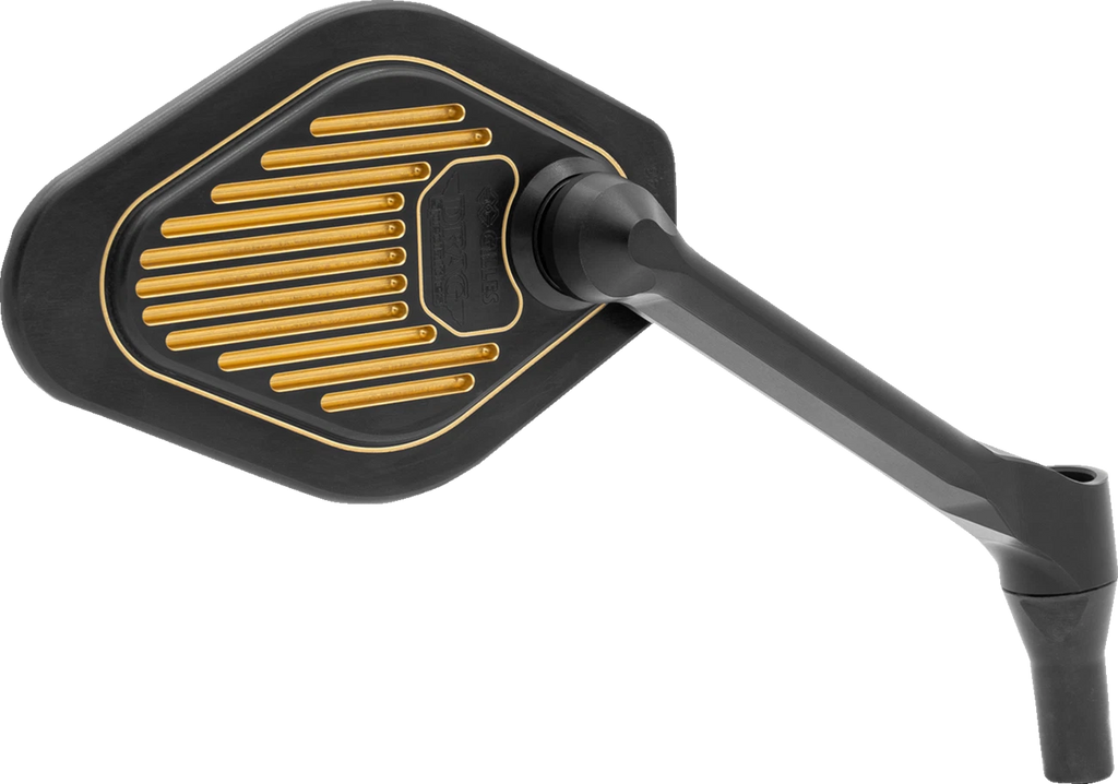Adjustable Mirror for Drag Specialties (Black/Gold, Short Stem, Right)