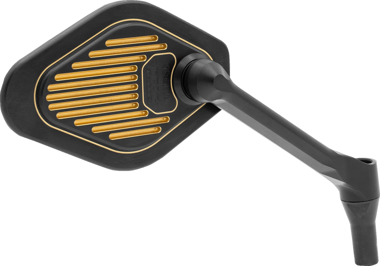 Adjustable Mirror for Drag Specialties (Black/Gold, Short Stem, Right)