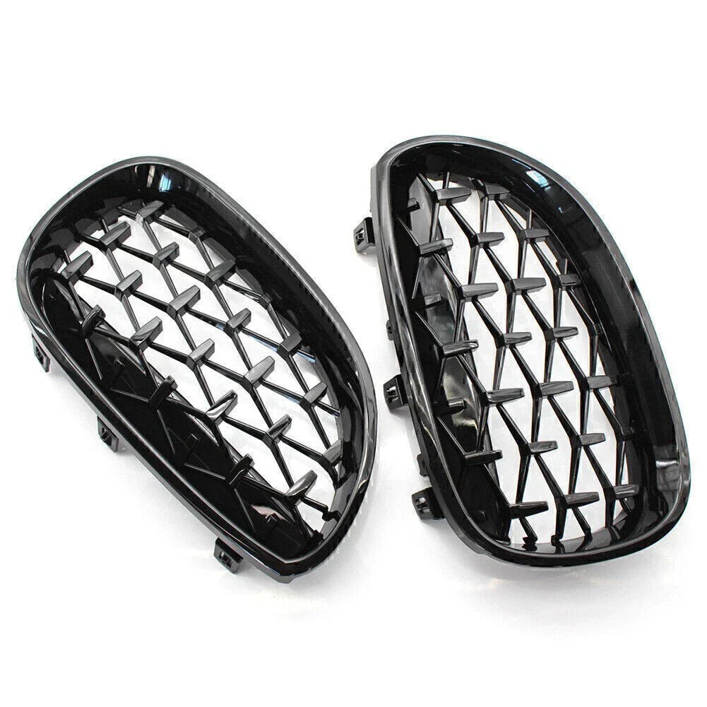 Gloss Black Diamond Meteor Front Kidney Grill for BMW E60 5 Series (2003-2009)