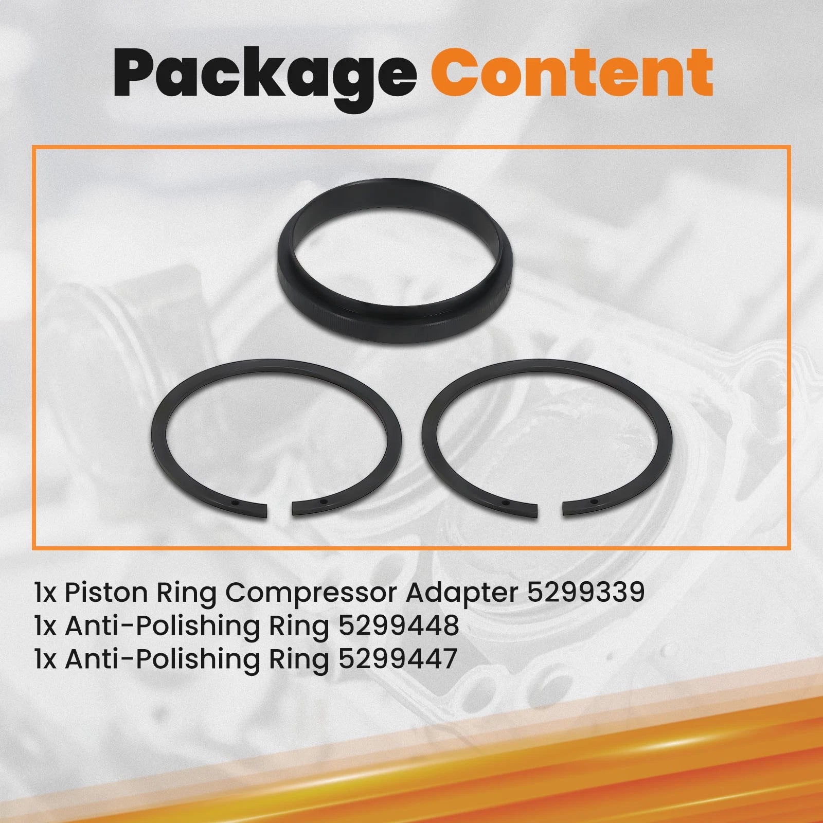 Piston Ring Compressor Adapter + Anti-Polishing Ring Kit for Cummins ISX/QSX (2003–2023)