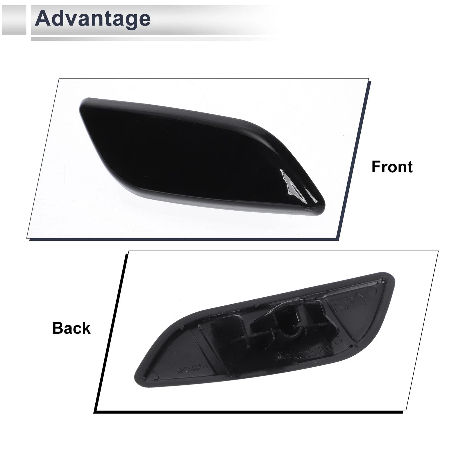 Bumper Headlight Washer Nozzle Cover Cap for Mazda 3 (2004–2013) Black