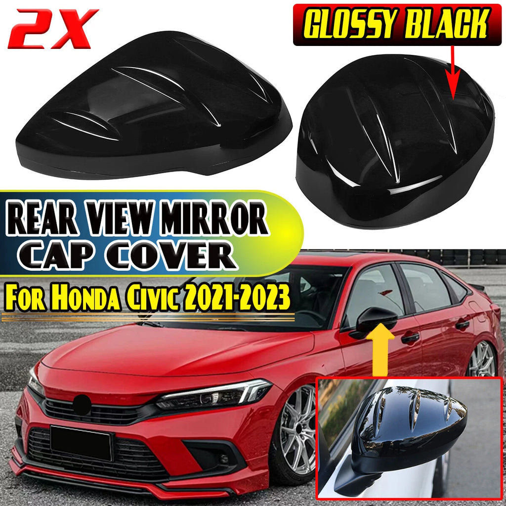 Gloss Black Rear View Mirror Cover Cap for Honda Civic (2021–2023)