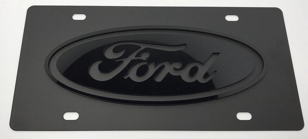 3D Front Ford Oval Emblem License Plate Logo for Black (2015–2025)