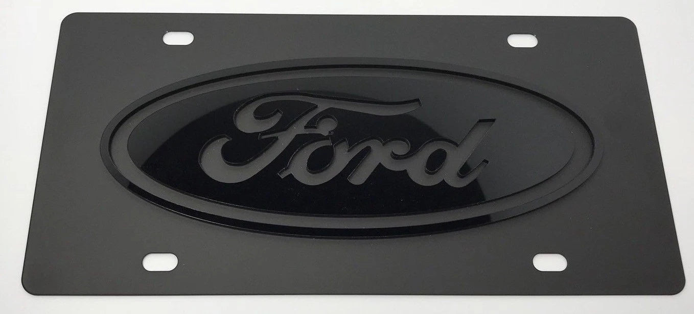 3D Front Ford Oval Emblem License Plate Logo for Black (2015–2025)