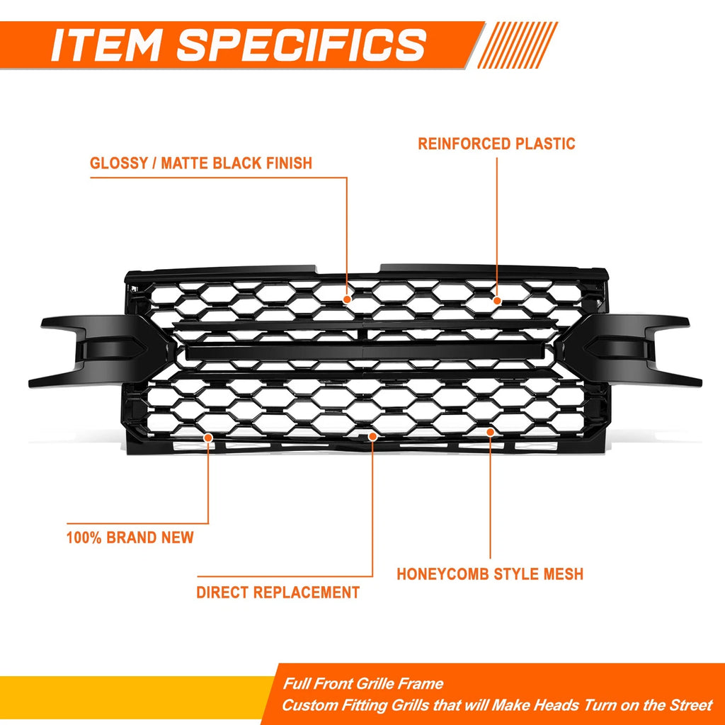 Front Bumper Grille for Chevrolet Silverado 1500 LTD RST LT Trail Boss LTZ (2019–2022)