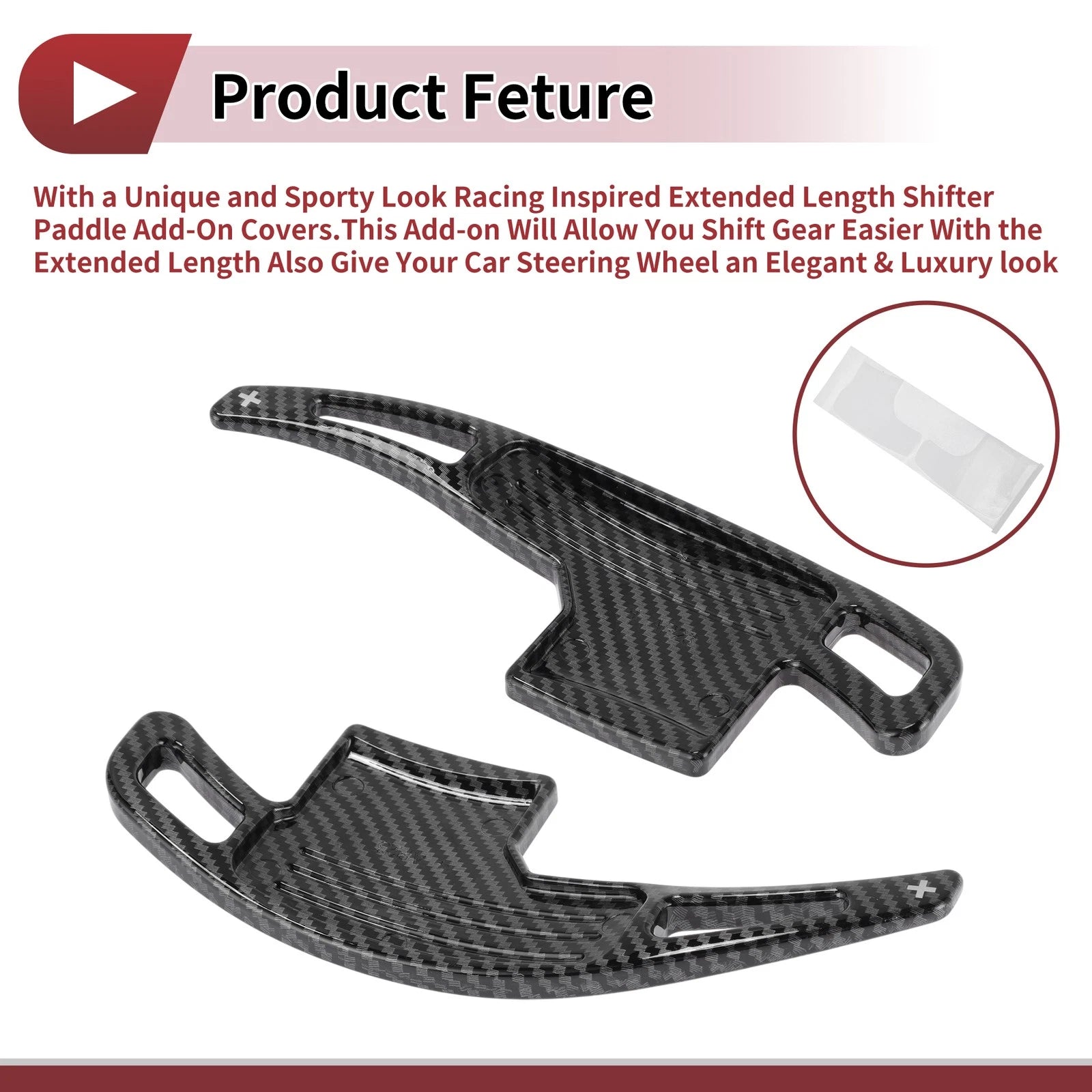 Set of 2 Black Plastic Steering Wheel Paddles for Ford Mustang (2015–2023)