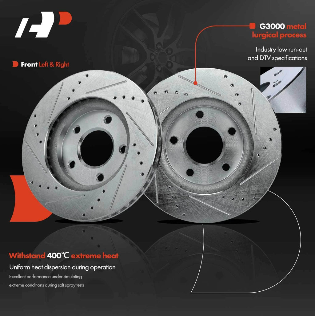 Front Drilled Brake Rotors & Ceramic Pads for Dodge Caliber (2007–2012)