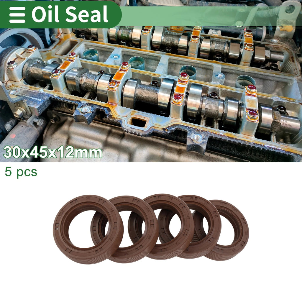 Set of 5 Oil Seals FKM Rubber 30x45x12mm for High Pressure