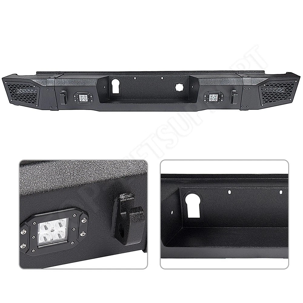 Textured Heavy Full Width Rear Bumper with LEDs for Chevy Silverado 2500 (2015–2017)