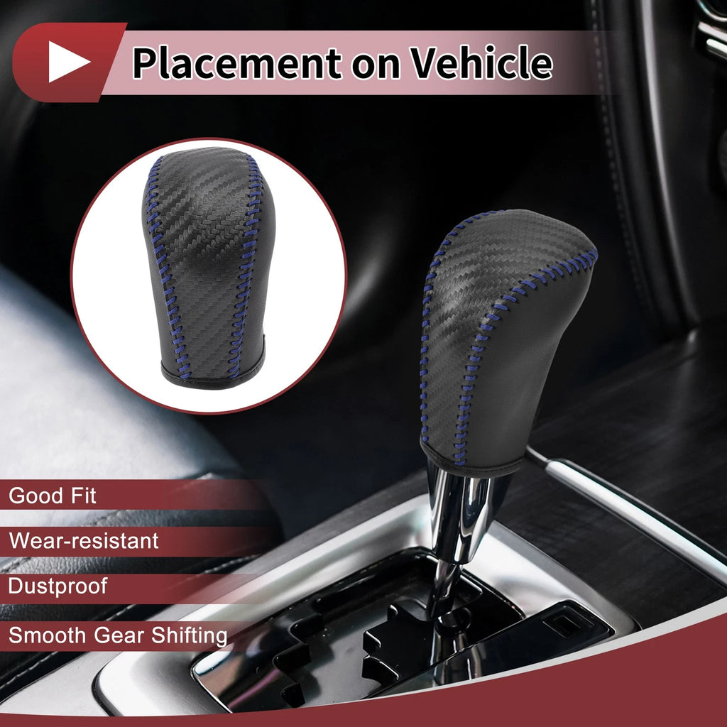 1Pc Gear Shift Knob Cover for Subaru Forester (2006–2012) Black Blue Faux Leather