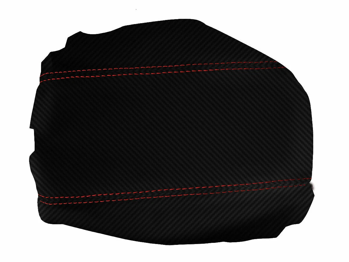 Console Lid Armrest Cover for Acura TSX (2009–2014) Carbon Fiber Red Stitch