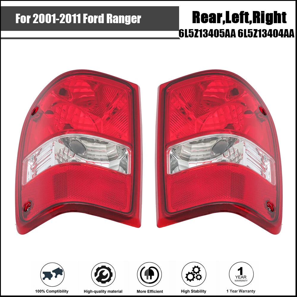 Set of 2 Chrome Tail Lights for Ford Ranger (2001–2011)